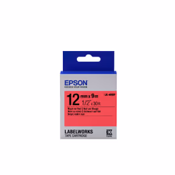 Epson Nastro fondo Pastello Rosso per testo Nero 12/9 LK-4RBP, Nero su rosso, Giappone, 1,2 cm, 9 m, 1 pz, 90 mm