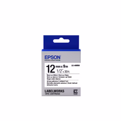 Epson Nastro fondo Bianco per testo Nero, altamente adesivo 12/9 LK-4WBW, Nero su bianco, Giappone, LabelWorks LW-1000P Label ...