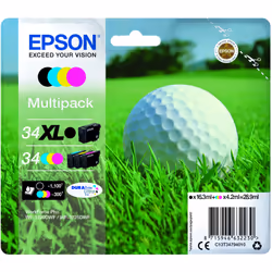 Epson Golf ball C13T34794010, Resa elevata (XL), Nero, Ciano, Magenta, Giallo, Inchiostro a base di pigmento, 16,3 ml, 12,6 m ...