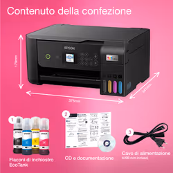 Epson EcoTank ET-2820 stampante multifunzione inkjet 3-in-1 A4, serbatoi ricaricabili alta capacità, 4 flaconi inclusi pari a 3600pag B/N 6500pag colore, Wi-FI Direct, USB - Vista aggiuntiva 4