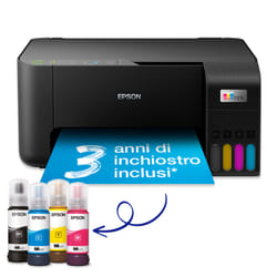 Epson EcoTank ET-2811 stampante multifunzione inkjet 3-in-1 A4, serbatoi ricaricabili alta capacità, 4 flaconi inclusi pari a 3600pag B/N 6500pag colore, Wi-FI Direct, USB