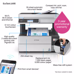 Epson EcoTank L6490 Ad inchiostro A4 4800 x 1200 DPI 37 ppm Wi-Fi - Vista aggiuntiva 6