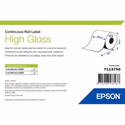 Epson High Gloss Label - Continuous Roll: 102mm x 33m, Etichetta per stampante autoadesiva, Etichetta fustellata, Rotolo, Ad ...