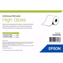 Epson High Gloss Label - Continuous Roll: 102mm x 33m, Etichetta per stampante autoadesiva, Etichetta fustellata, Rotolo, Ad ...
