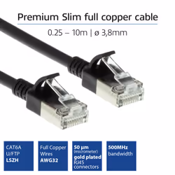 ACT DC7952 cavo di rete Nero 0,25 m Cat6a U/FTP (STP)