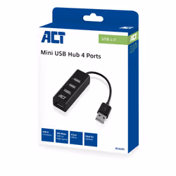 ACT AC6205 hub di interfaccia USB 2.0 480 Mbit/s Nero - Vista aggiuntiva 6