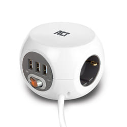 ACT AC2405 prolunghe e multiple 1,5 m 3 presa(e) AC Interno Bianco