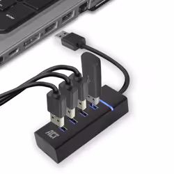 ACT AC6300 hub di interfaccia USB 3.2 Gen 1 (3.1 Gen 1) Type-A 5000 Mbit/s Nero
