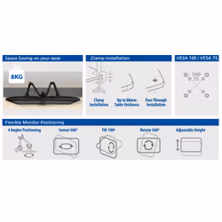 ACT AC8302 Supporti a parete per TV 81,3 cm (32") Scrivania Nero - Vista aggiuntiva 4