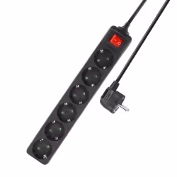 ACT AC2465, 3 m, Interno, Tipo F, Ad angolo, Nero, 6 presa(e) AC