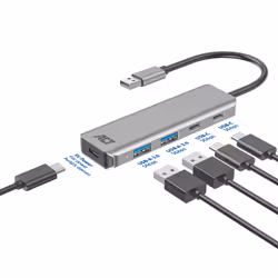 ACT AC6125 hub di interfaccia USB 3.2 Gen 1 (3.1 Gen 1) Type-A 5000 Mbit/s Grigio