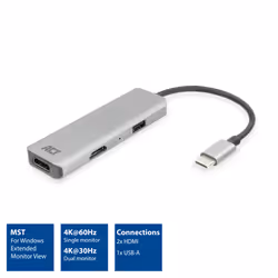 ACT AC7013 replicatore di porte e docking station per laptop Cablato USB 3.2 Gen 1 (3.1 Gen 1) Type-C Nero, Grigio