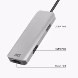 ACT AC7013 replicatore di porte e docking station per laptop Cablato USB 3.2 Gen 1 (3.1 Gen 1) Type-C Nero, Grigio