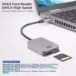 ACT AC7056 lettore di schede USB 3.2 Gen 1 (3.1 Gen 1) Type-C Grigio