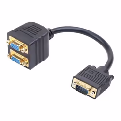 Gembird CC-VGAX2-20CM, 0,2 m, VGA (D-Sub), 2 x VGA (D-Sub), Femmina, Maschio, Nero