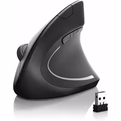 Gembird MUSW-ERGO-01, Mano destra, Design verticale, Ottico, RF Wireless, 1600 DPI, Nero