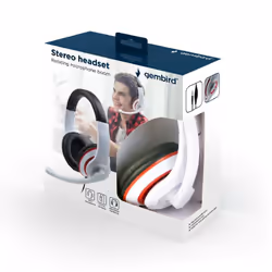 Gembird MHS-03-WTRDBK cuffia e auricolare Cablato A Padiglione Gaming Nero, Rosso, Bianco