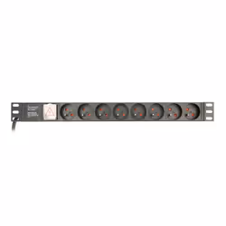 Gembird EG-PDU-014-FC14, 1U, Alluminio, Nero, 8 presa(e) AC, Accoppiatore C14, 3 m