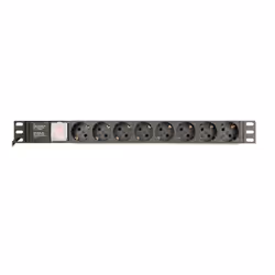 Gembird EG-PDU-014-C14, 1U, Alluminio, Nero, 8 presa(e) AC, Accoppiatore C14, 3 m