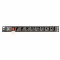 Gembird EG-PDU-014, 1U, Alluminio, Nero, 8 presa(e) AC, 3 m, 16 A