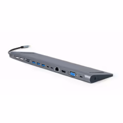 Gembird A-CM-COMBO9-01, USB 3.2 Gen 1 (3.1 Gen 1) Type-C, 60 W, 10,100,1000 Mbit/s, Grigio, MicroSD (TransFlash), SD, 3.5mm, ...