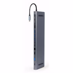 Gembird A-CM-COMBO9-01 replicatore di porte e docking station per laptop USB 3.2 Gen 1 (3.1 Gen 1) Type-C Grigio