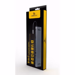 Gembird A-CM-COMBO9-01 replicatore di porte e docking station per laptop USB 3.2 Gen 1 (3.1 Gen 1) Type-C Grigio