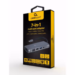 Gembird A-CM-COMBO7-01 replicatore di porte e docking station per laptop USB 3.2 Gen 1 (3.1 Gen 1) Type-A Grigio - Vista aggiuntiva 3