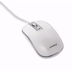 Gembird MUS-4B-06-WS, Ambidestro, Ottico, USB tipo A, 1200 DPI, Argento, Bianco