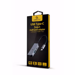 Gembird A-CM-COMBO3-02 replicatore di porte e docking station per laptop Cablato USB 3.2 Gen 1 (3.1 Gen 1) Type-C Argento - Vista aggiuntiva 2