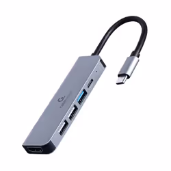 Gembird A-CM-COMBO5-03, Cablato, USB 3.2 Gen 1 (3.1 Gen 1) Type-C, 87 W, Argento, 5 Gbit/s, 3840 x 2160 Pixel