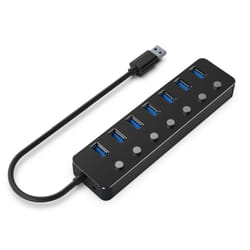 Gembird UHB-U3P7P-01 hub di interfaccia USB 3.2 Gen 1 (3.1 Gen 1) Type-A 5000 Mbit/s Nero