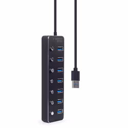 Gembird UHB-U3P7P-01 hub di interfaccia USB 3.2 Gen 1 (3.1 Gen 1) Type-A 5000 Mbit/s Nero - Vista aggiuntiva 2