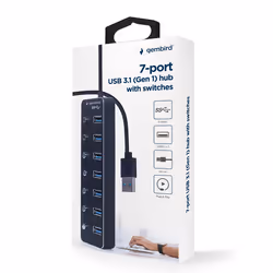 Gembird UHB-U3P7P-01 hub di interfaccia USB 3.2 Gen 1 (3.1 Gen 1) Type-A 5000 Mbit/s Nero - Vista aggiuntiva 4