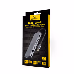 Gembird A-CM-COMBO5-05 hub di interfaccia USB 3.2 Gen 1 (3.1 Gen 1) Type-C 5000 Mbit/s Grigio - Vista aggiuntiva 4