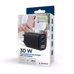 Gembird TA-UC-PDQC30LCD-BK-01 Caricabatterie per dispositivi mobili Smartphone, Orologio intelligente, Tablet Nero AC Ricarica rapida Interno - Vista aggiuntiva 6