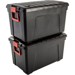 Iris Ohyama, Scatole, Organizzatore di stoccaggio in plastica, Set di 2, 110 L, con ruote, Multifunzionale, Robusto, Maniglie comode, Garage,