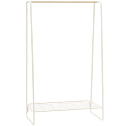 Grande Appendiabiti in Metallo con Ripiano in Rete, 1 Livello, Bianco, Design Moderno, Solido, Anti scivolo, Per Camera, Studio, Armadio,