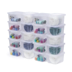 Scatole Portaoggetti, 2L, Set di 20, Trasparente, Chiusura facile, Impilabile, Plastica Trasparente, Per Armadio, Scaffali, Scuola, Organizzazione,