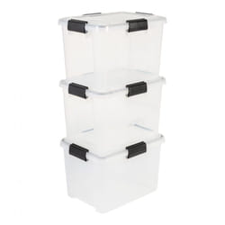 Scatole Portaoggetti Ermetiche in Plastica, 20L, Set di 3, Trasparente, Coperchio Impermeabile, con Chiusura, Impilabile, Per Esterni, Garage,