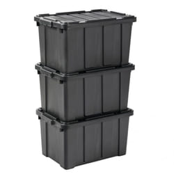 Iris Ohyama - Scatole Pieghevoli, 50L, Set di 3, Nero, Grande, Solido, Impilabile, Per Garage, Scaffali, Scatola Organizer, Plastica, Contenitore,
