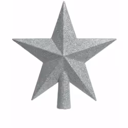 PUNTALE A FORMA DI STELLA DI COLORE ARGENTO GLITTER, IDEALE PER DECOARARE LA PUNTA DELL ALBERO DI NATALE. DIMENSIONI: 4.2X19X ...