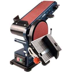 Ferm - Levigatrice da Banco Combinata 350W - 150mm. Include 2 Nastri Abrasivi (G80 e G120) e 2 Dischi Abrasivi (G80 e G120)