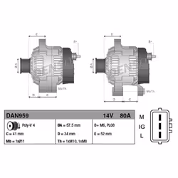 Alternatore, generatore DENSO DAN959 - Vista aggiuntiva 5