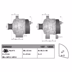 Alternatore, generatore DENSO DAN502 - Vista aggiuntiva 7