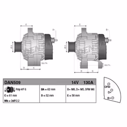 Alternatore, generatore DENSO DAN509 - Vista aggiuntiva 6