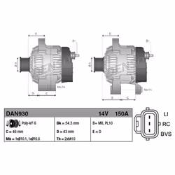 Alternatore, generatore DENSO DAN930 - Vista aggiuntiva 6