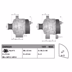 Alternatore, generatore DENSO DAN520 - Vista aggiuntiva 9