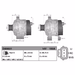 Alternatore, generatore DENSO DAN931 - Vista aggiuntiva 6
