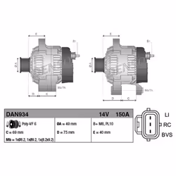 Alternatore, generatore DENSO DAN934 - Vista aggiuntiva 6